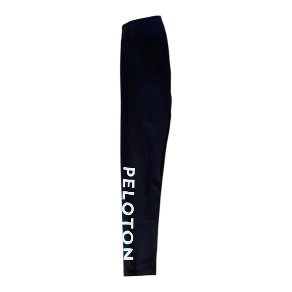 Peloton leggings Sz Small Black With Leg Spell Out EUC - Picture 1 of 3